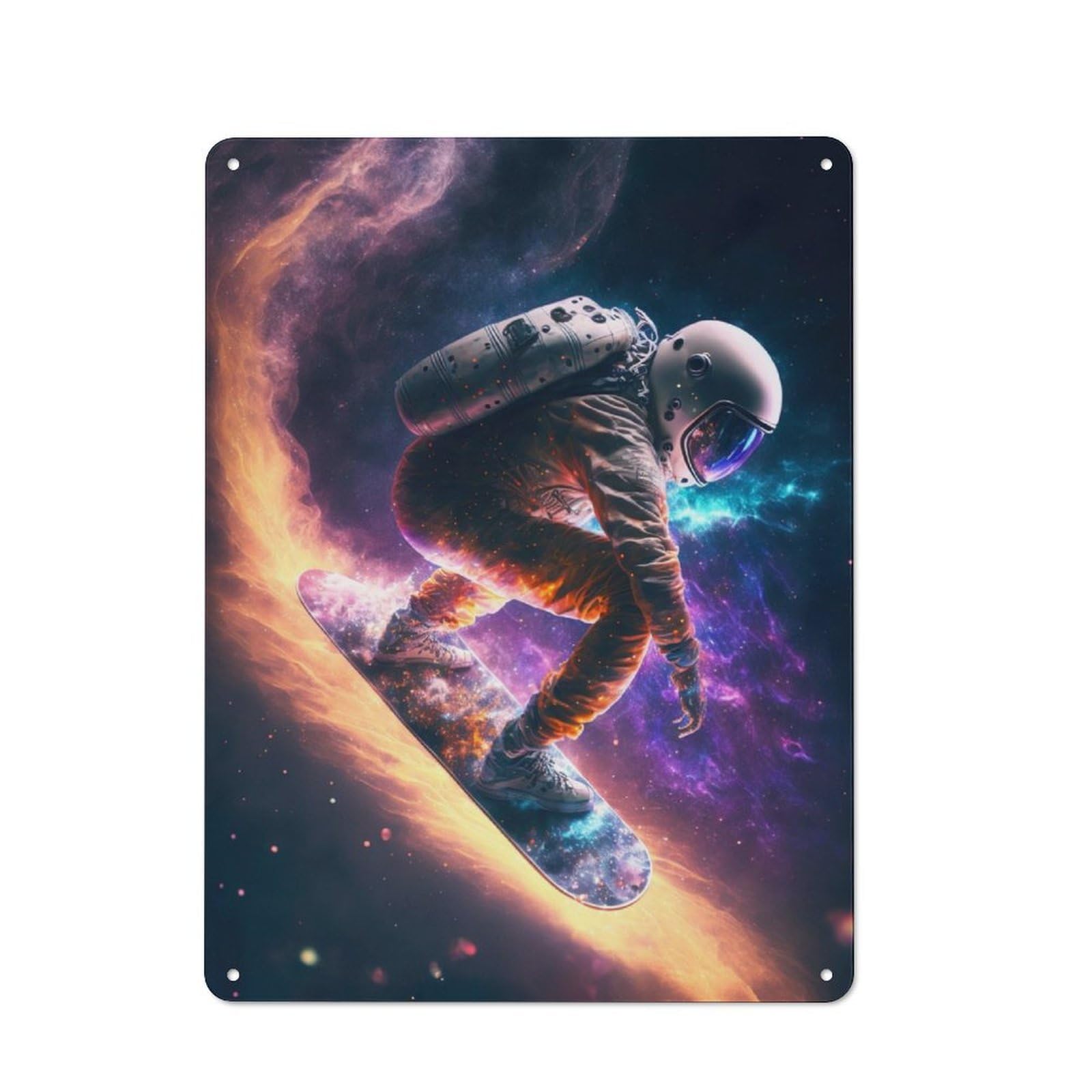 Junmoney Astronaut Space Snowboard 40X30cm Rustic Metal Sign With For Hobby Room Or Studio, Metal Sign Decor For Hobby Rooms And Studios