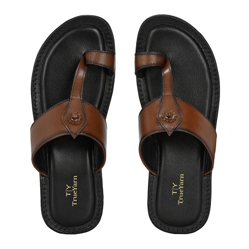 trueyarn Genuine Leather Kolhapuri Chappals for Men| Handmade Slippers for Traditional and Casual Occasions | Stylish, Comfortable and Lightweight Thong Sandals-picture-21