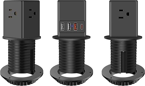 Miniatura 7 de Ojal de alimentación de escritorio de 2 pulgadas, estación de carga rápida USB C de 20 W, salida empotrada con orificio de escritorio, salida