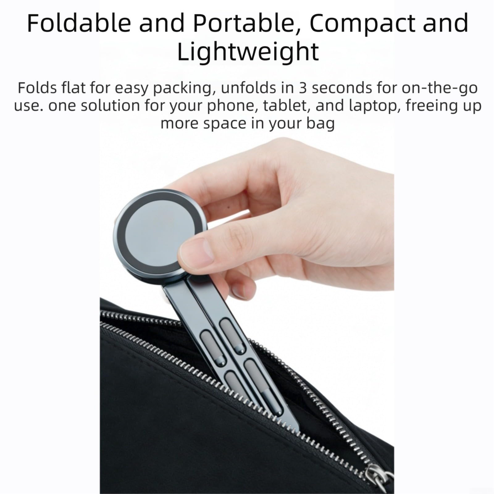 Supporto magnetico per computer portatile, pieghevole, in alluminio, con 7 regolazioni in altezza, ergonomico, portatile