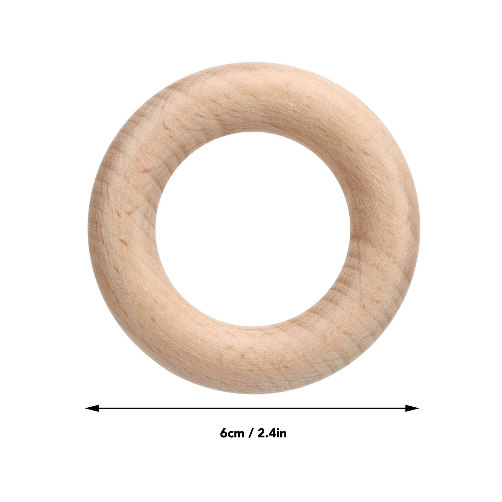 30 Prozent Buchenholzholzringe, unvollendete Ringe, Kreisringanhänger für Schmuckherstellung Handwende Makrameen Vorräte (6cm)