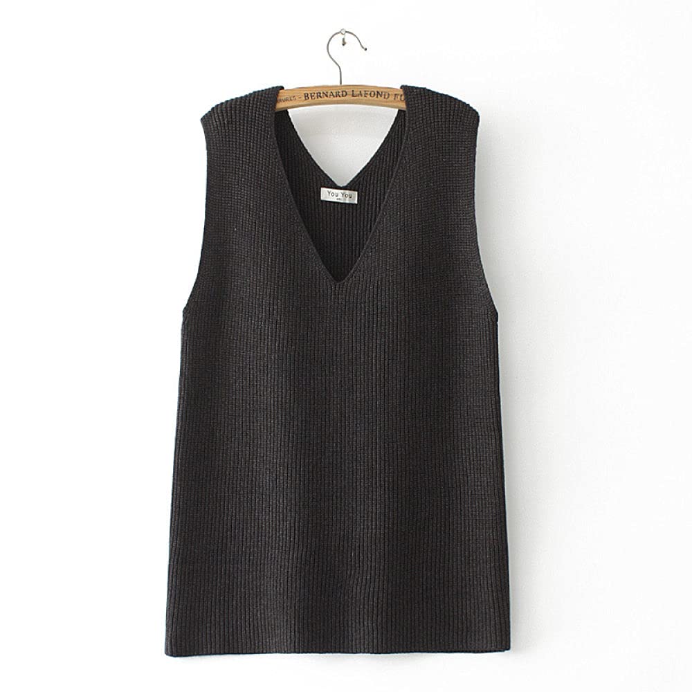 Strickweste Damen Ärmellos,Frauen Strickwesten Cami Pullover Baumwollmischung Einfarbig Große Größe V-Ausschnitt Winter Herbst Lässige Lose Ärmellose Pullover Weste Pullover Tank Top Bluse