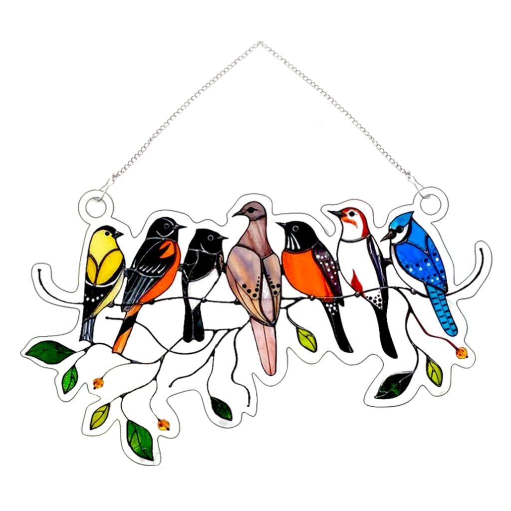 CLUB BOLLYWOOD® Stained Glass Birds Window Panel Hanging Suncatcher 20.5X12.5Cm|Home & Garden | Home D?©cor | Suncatchers & Mobiles| Suncatchers & Mobiles|1 Piece Bird Suncatcher-image-35