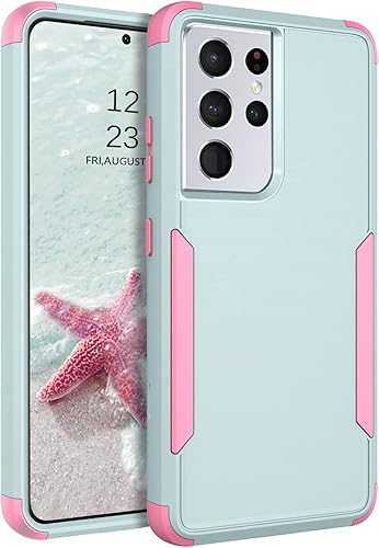 BENTOBEN Funda para Samsung Galaxy S21 Ultra, 3 en 1, resistente, híbrida, a prueba de golpes, policarbonato duro, TPU suave, antideslizante, funda