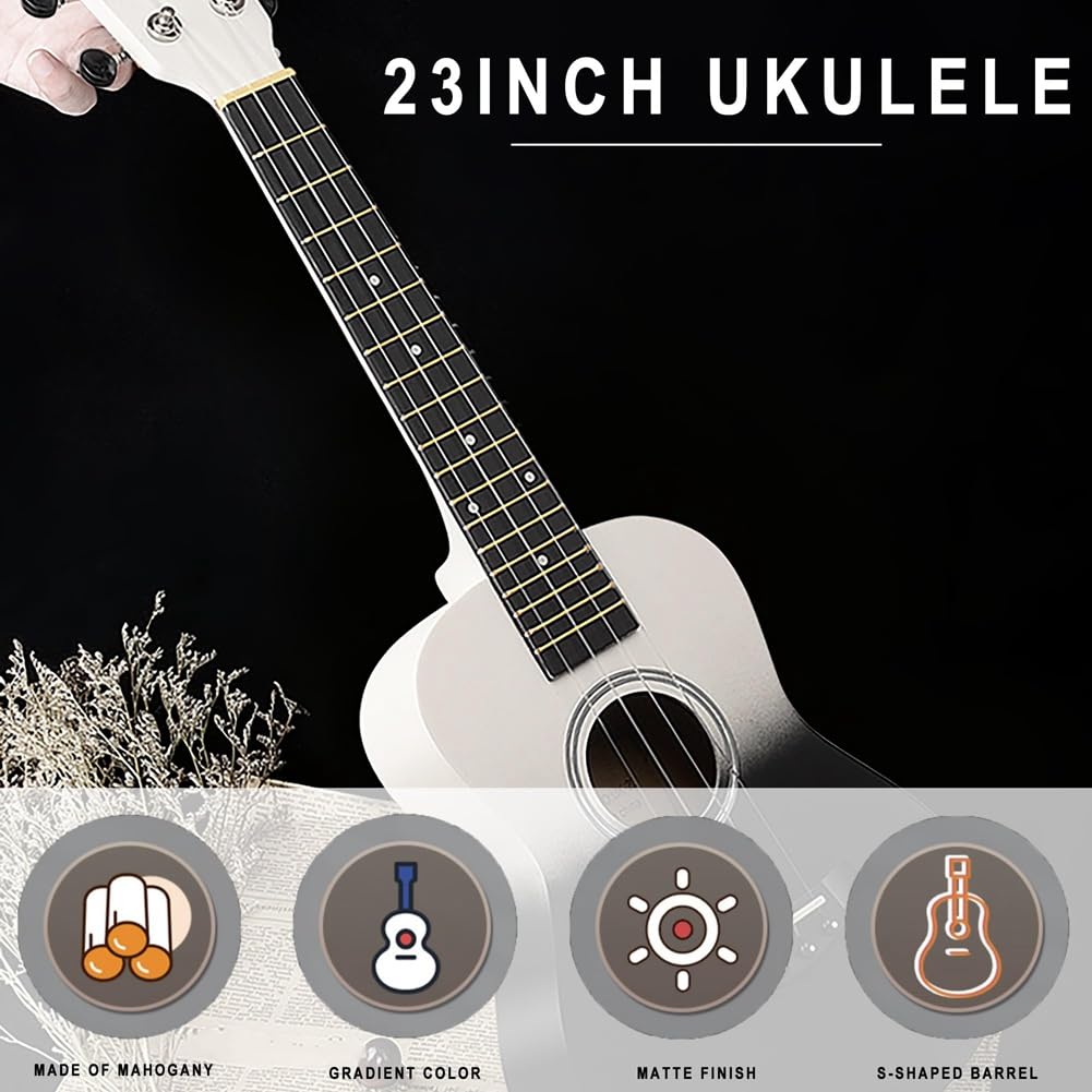Mini Chitarra per Principianti da 23 Pollici In Legno A Corde A Corde Ukulele Twolor Gradient Fine B