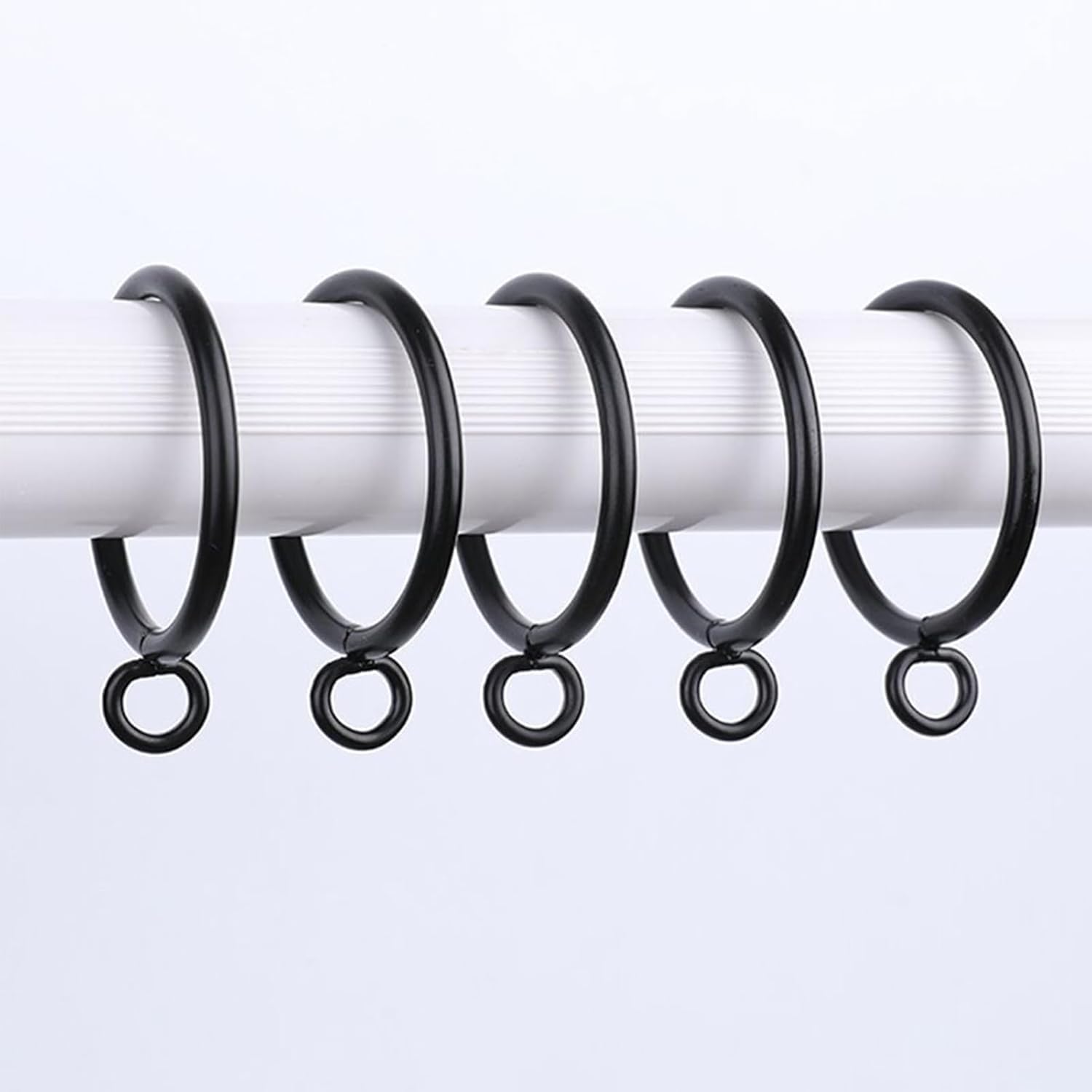 Vorhangringe, Metall, mit Ösen, 3,8 cm Innendurchmesser, Gardinenringe für Gardinenstangen (passend für Gardinenstangen bis zu 3,2 cm), Schwarz, 200 Stück