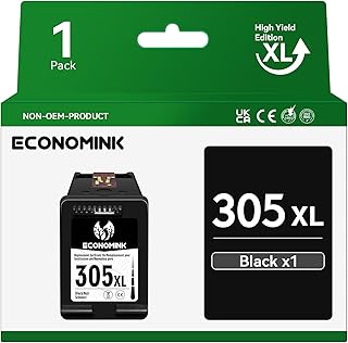 Economink Black Ink 305 XL Remanufactured for HP 305 Ink Cartridges Black,Printer Ink 305 for DeskJet 2710 2720 2700 2724 Plus 4120 Envy 6000 6020 6032 6010 6055 Pro 6430 6400(1-Pack)