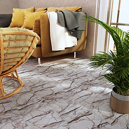 Chichome 12X12 Inch Peel And Stick Floor Tile Bathroom Waterproof Cracked Marble Vinyl Flooring Tiles Self Adhesive Removable Kitchen Stick Floor Tiles Decorative For Bedroom Basement Floor 16-Pack #TOP7
