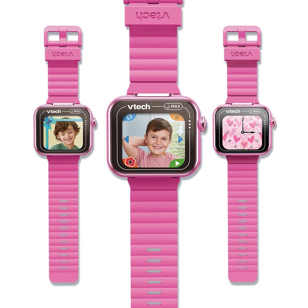 VTech - KidiZoom SmartWatch Max Rose, Montre Digitale Enfant, Photo, Selfie, Vidéo, Écran Tactile Horizontal, Jouet High-Tech, Cadeau Enfant et Ado de 5 Ans à 14 Ans - Contenu en Français