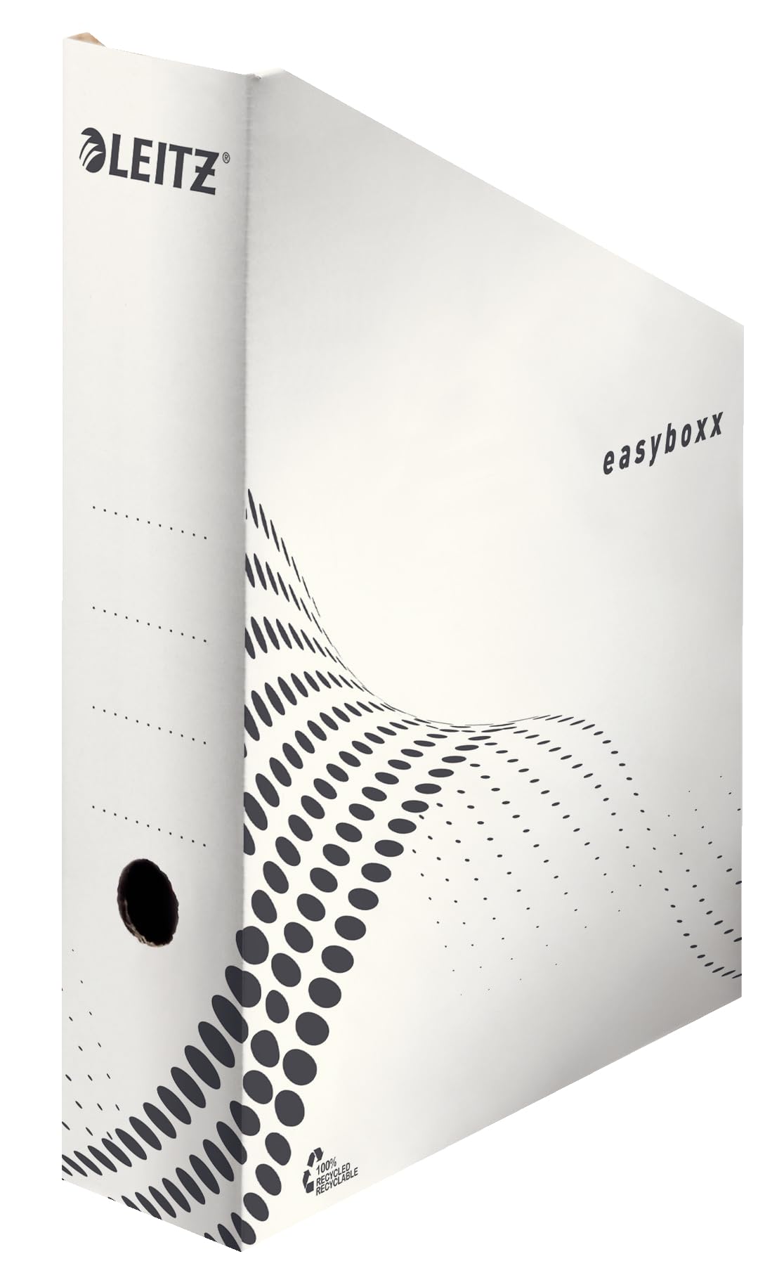 Leitz easyboxx 6140000 Archive Magazine File, 80 mm Spine Width, Archive Boxes for Storing and Storage of A4 and US Documents, Magazine Rack Cardboard, Pack of 25, White/Black, 6140000