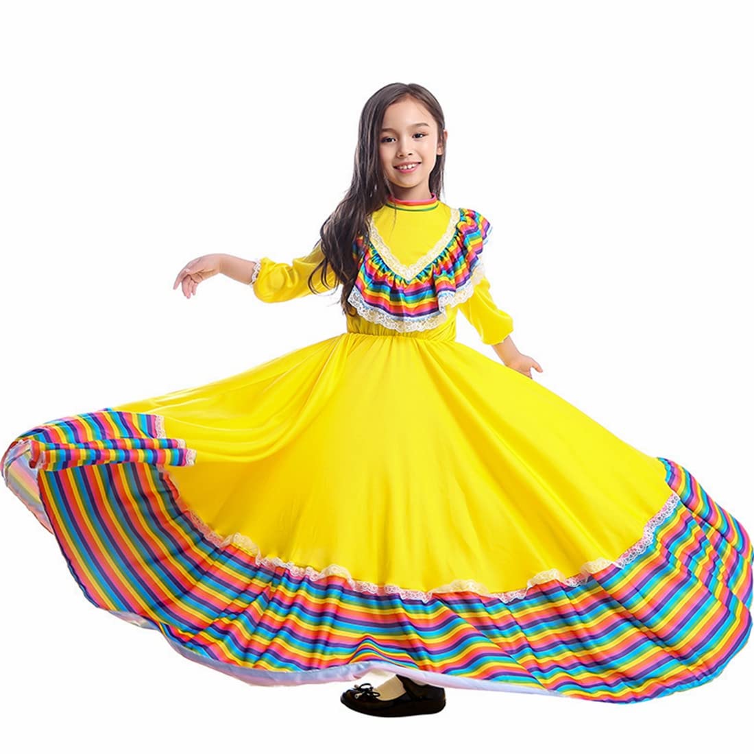 Girls Dress Mexican Style Costume Traditional Jalisco Dresses for Christmas Carnival Festival Birthday Party Dress Xmas Gifts