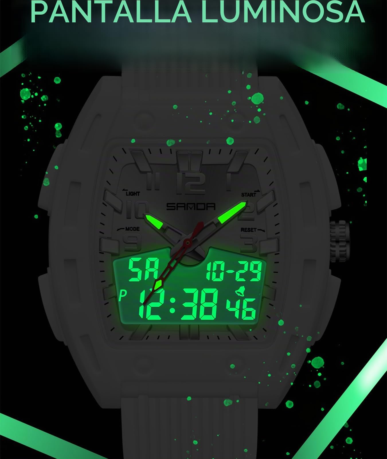 Relojes de mujer para mujer Relojes rectangulares únicos para mujer Relojes deportivos analógicos digitales con alarma cronómetro resistente al agua Señal horaria 12/24H Iluminación Reloj de