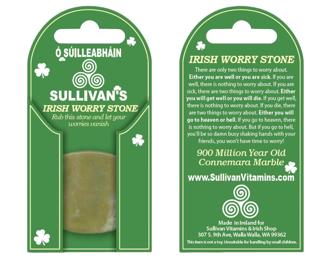 Ó SÚILLEABHÁIN SULLIVAN’S Connemara Marble Worry Stone 100% Irish Made in Ireland - 1 Unit Anxiety Stone for Stress Relief Meditation