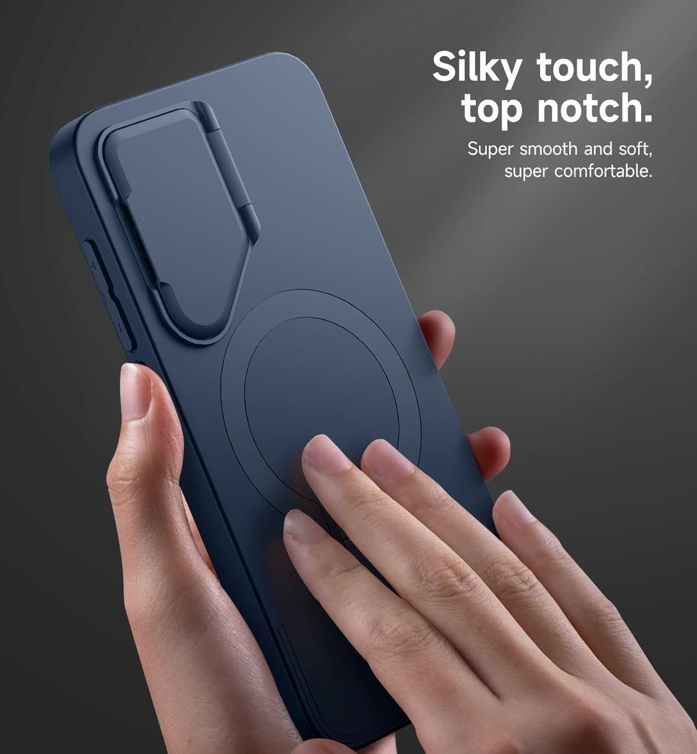 SURITCH for Samsung Galaxy S25+ Plus Phone Case, Magnetic Shockproof Protective Cover with Camera Cover & Adjustable Metal Kickstand for Galaxy S25+ Plus(2025)-Dark Blue