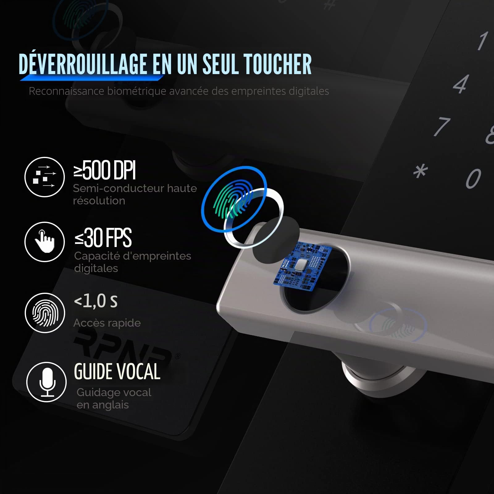 RPNB Deluxe Coffre-fort domestique et casier, coffre-fort de sécurité biométrique à empreintes digitales avec affichage tactile et synthèse vocale, double alerte, coffre-fort de sécurité noir pour la