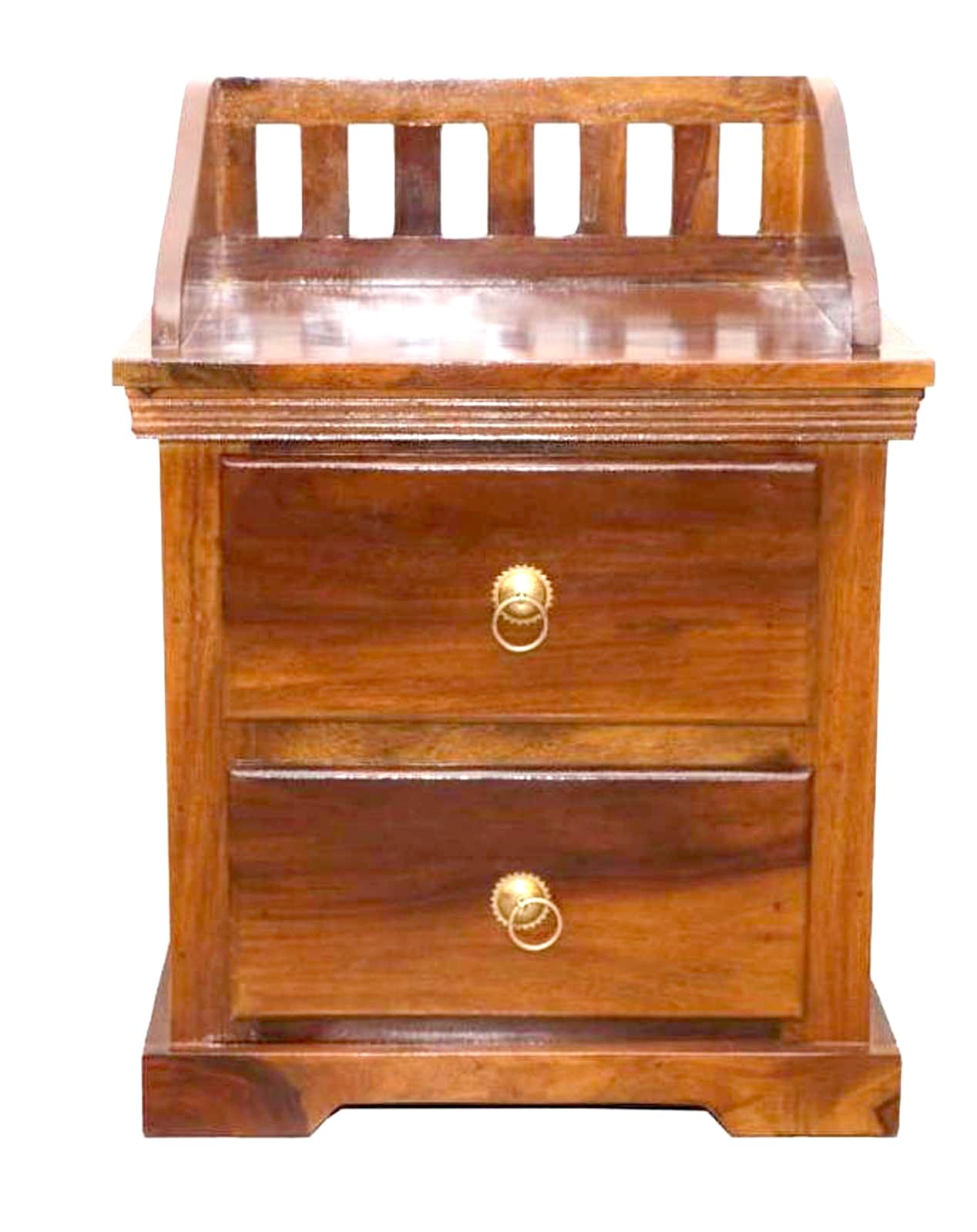shri karni handicraft Solid Sheesham Wood Bedside End Table with 2 Drawer Storage for Bedroom Wooden Furniture for Living Room Home Office (Natural Brown Finish)-picture-30