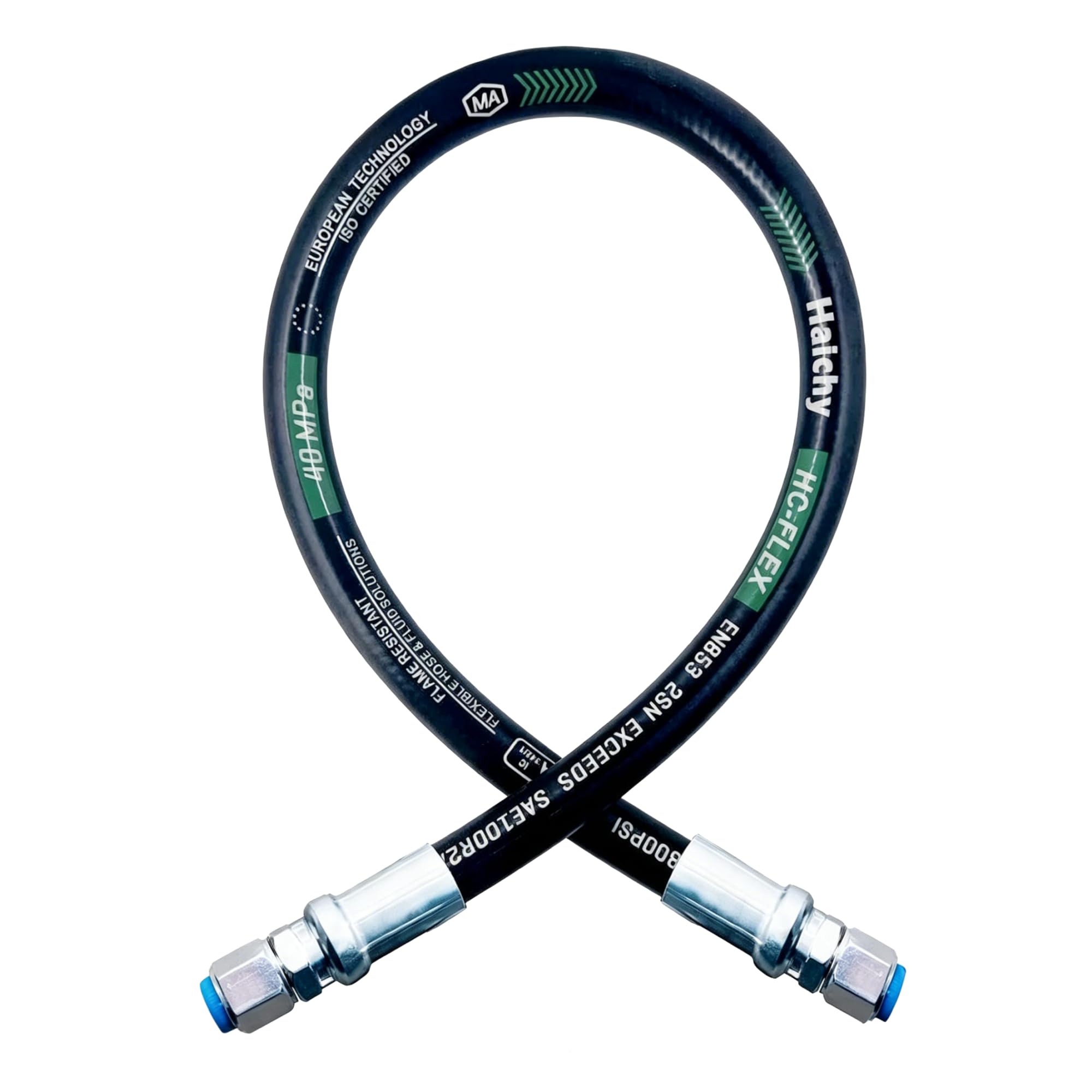 Haichy 26711-08-08-72 Hydraulic Hose Swivel Assembly, 1/2" Hose, 72" Long, Female JIC x Female JIC, 3988 PSI