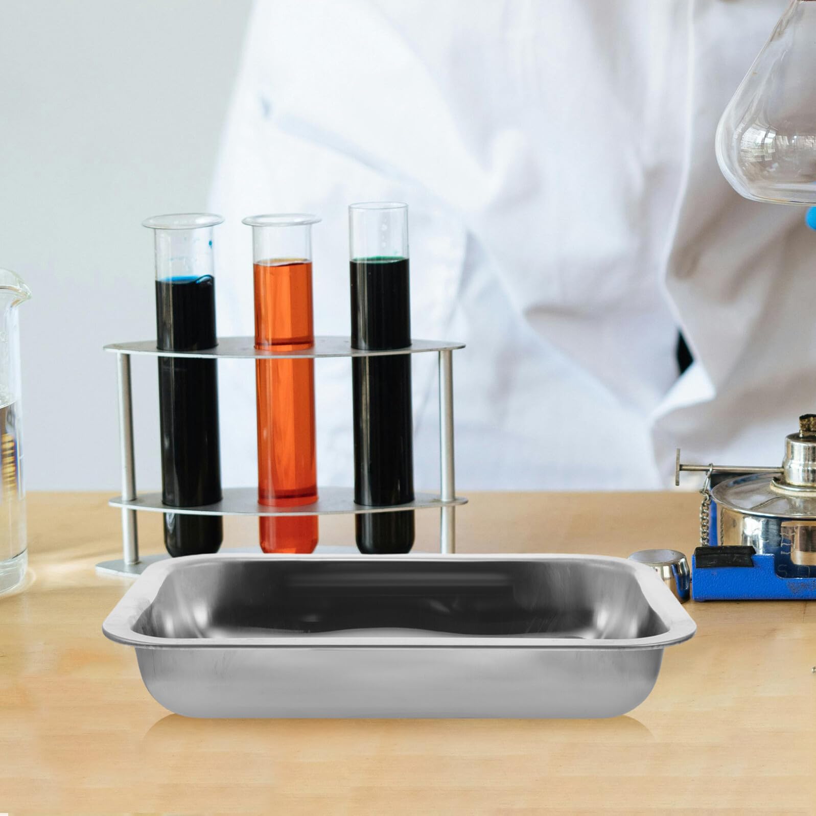 Vassoio Anatomico in Acciaio Inox 304 A4 26X19X4 CM Rivestimento in Cera Set 2 Pezzi per Dissezione da Laboratorio Attrezzatura Didattica Sicura e Stabile per Biologia e