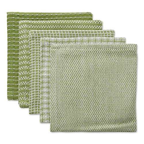 dish cloths kitchen - DII Everyday Kitchen Collection Assorted Dishcloth Set, 12x12, Antique Green, 5 Count