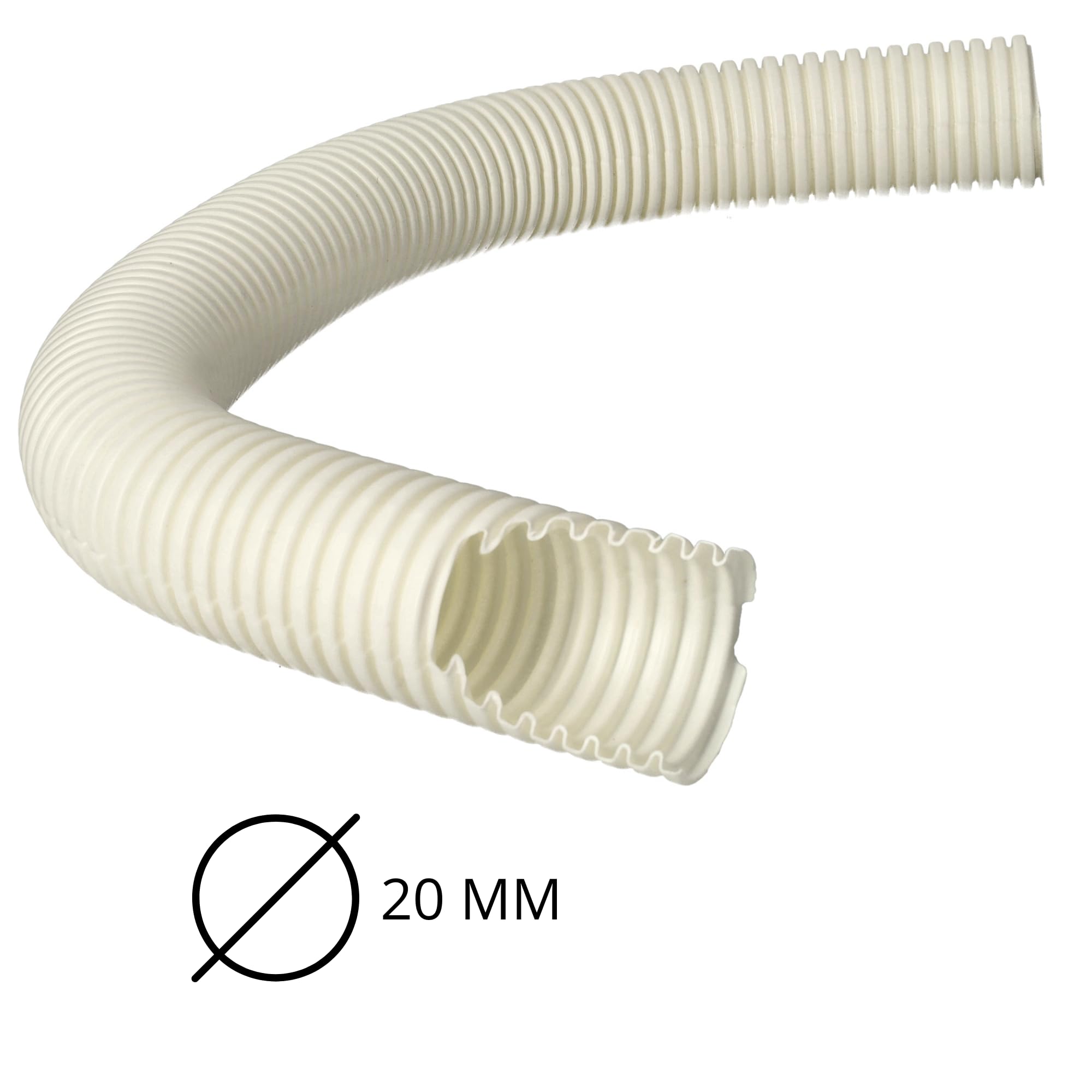 Jandei - Tubo corrugato di guida del cablaggio senza scanalatura. Bobina 50 m. Tubo di protezione cavi in PVC bianco (20 mm)