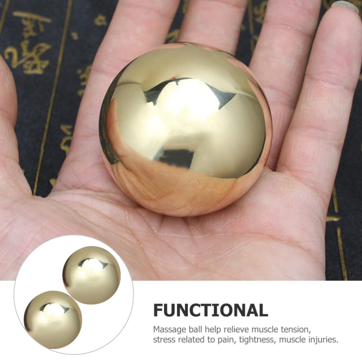 SHINEOFI Handmassagebälle 1 Paar zur Schmerzlinderung und Muskelentspannung aus Messing Goldfarbene Runde Massagebälle Praktische Handtrainingsbälle für Wellness und Entspannung