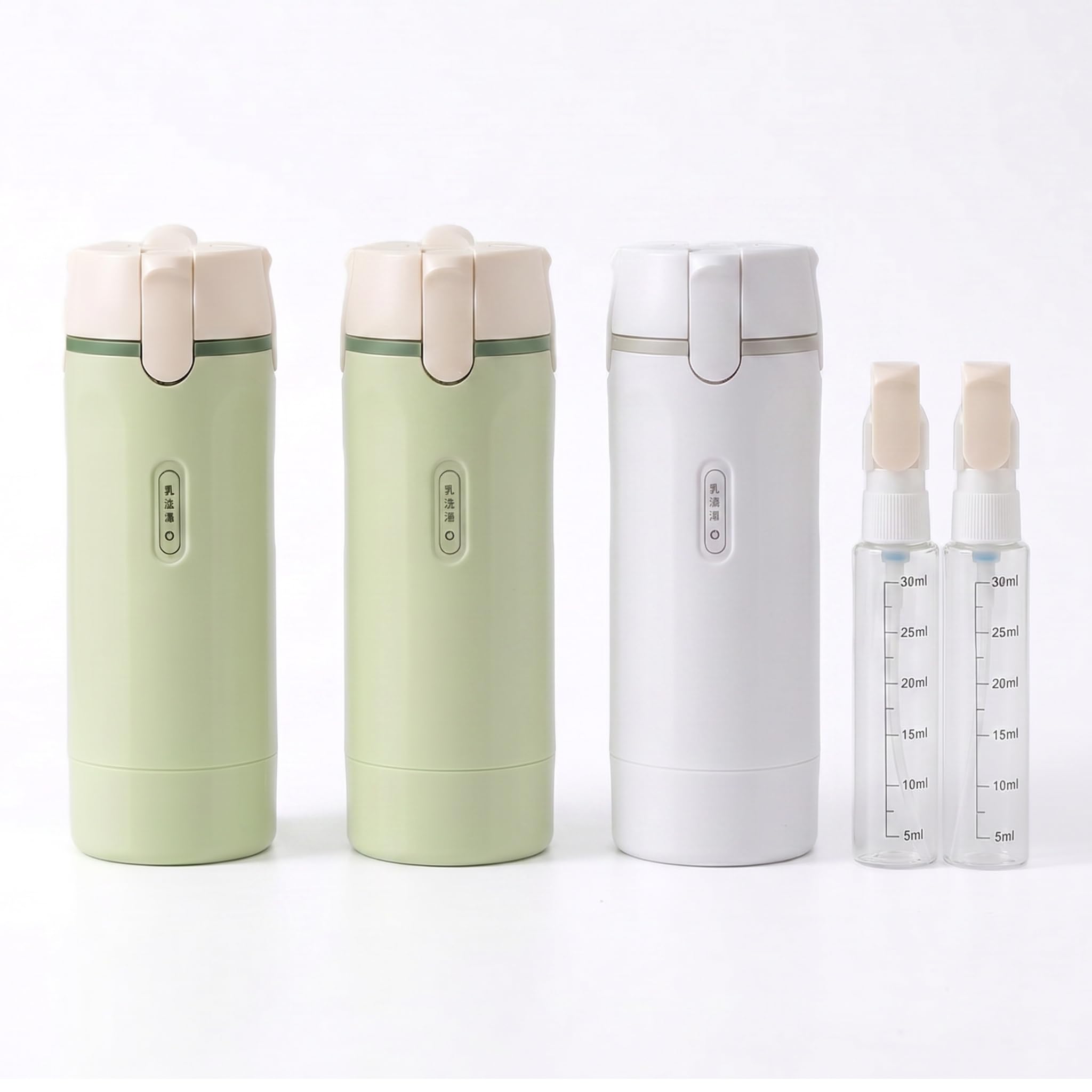 Set di bottiglie da viaggio ricaricabili 4 in 1, dispenser per WC a prova di perdite, 4 flaconi spray da 30 ml, dimensioni da viaggio, per shampoo, lozione per la cura della pelle, approvati in aereo