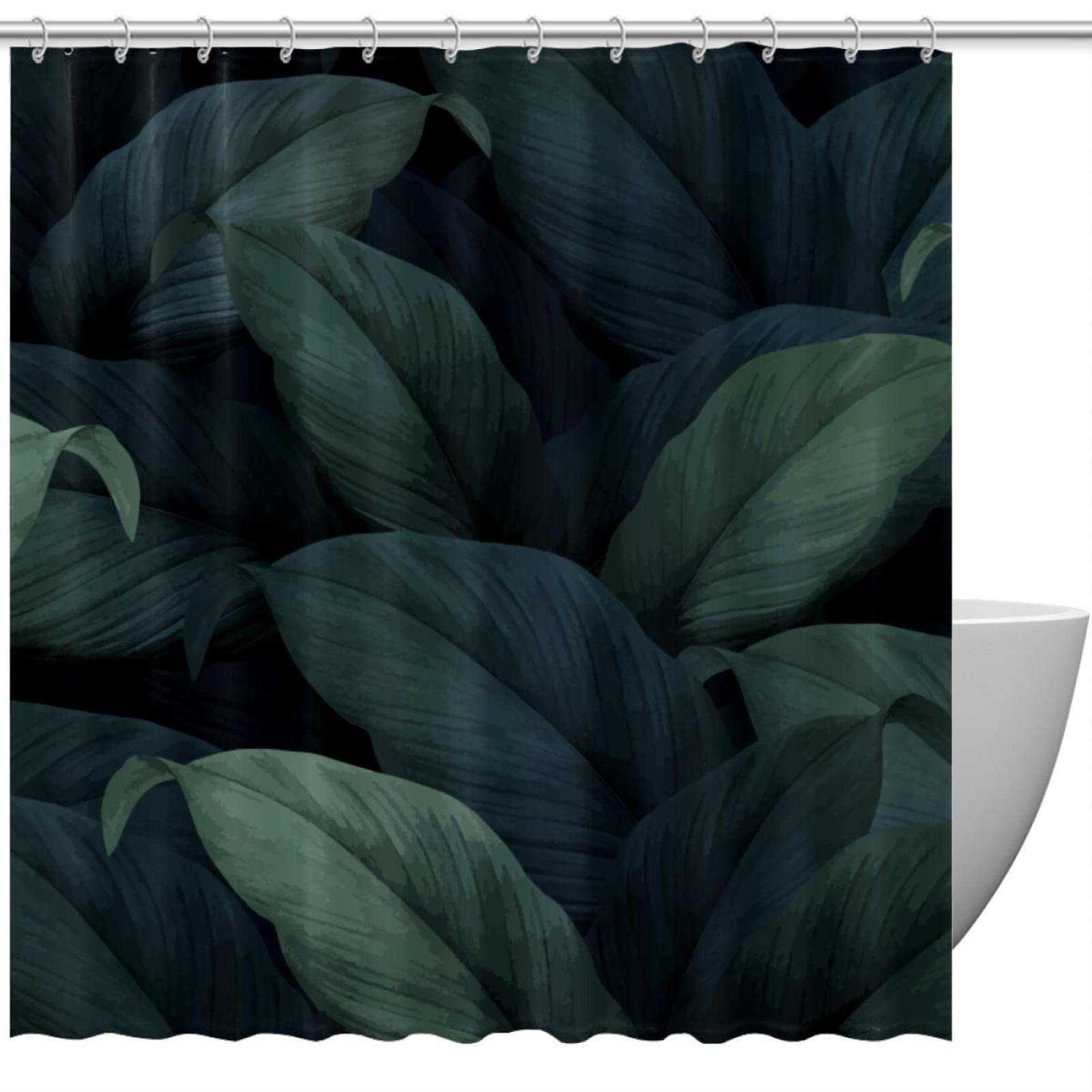 Rideau de douche végétal vert foncé 168x183 cm pour créer un espace bien-être