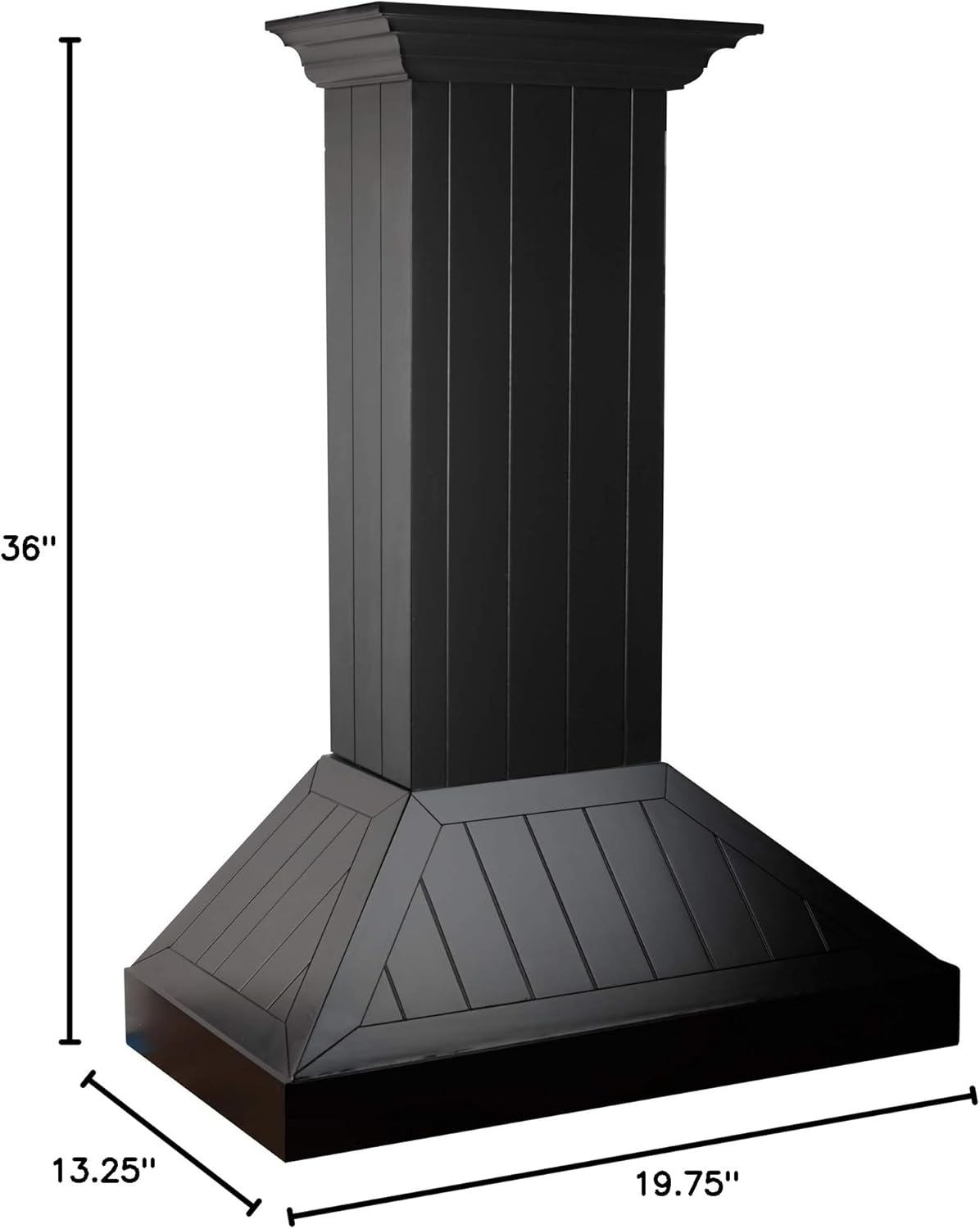 36" Black Pine and Stainless Steel Wall Mount Range Hood