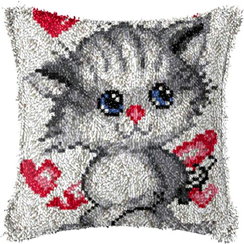 Kit crochet loquet coussin chat de 43 cm, le cadeau créatif idéal pour petits et grands