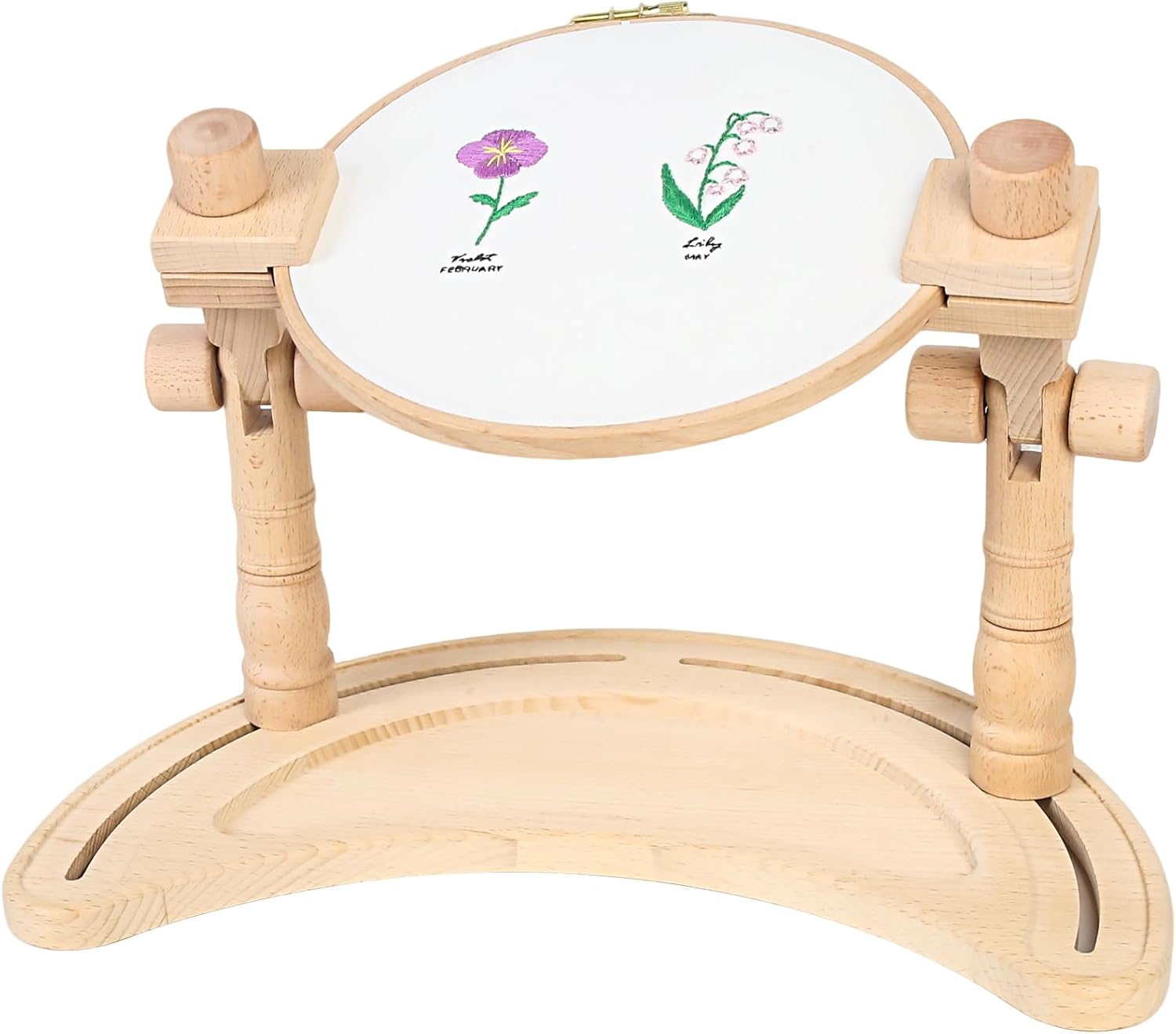 Airo Beech Wood Embroidery Hoop Stand,Rotatable, Tool-Free Installation, for Cross Stitch , Embroidery, Sewing Needlework