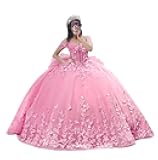 3D Butterfly Quinceanera Dresses Ball Gown Off Shoulder Sweet 15 16 Dresses Glitter Tulle Beaded Party Gown