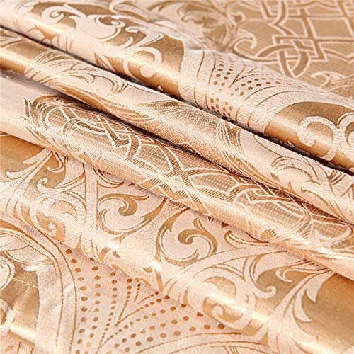 Dencalleus Jacquard Satin Duvet Cover 3 Piece Set Reversible Luxury Double Brushed Microfiber Ultra Soft Queen Size Silk Like Floral Bedding Comforter Covers Zipper Closure And 2 Pillow Shams Gold #TOP7