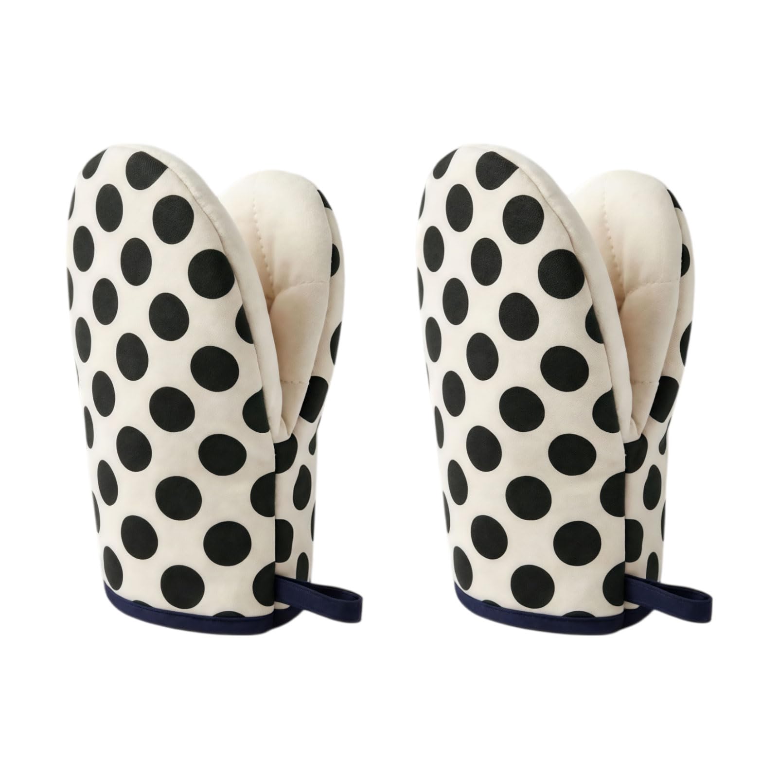 1 Pair Mini Oven Mitts,High Heat Resistant Oven Gloves,Kitchen Short Oven Mit with Hanging Loop for BBQ, Baking, Cooking and Grilling, (dotBlack)