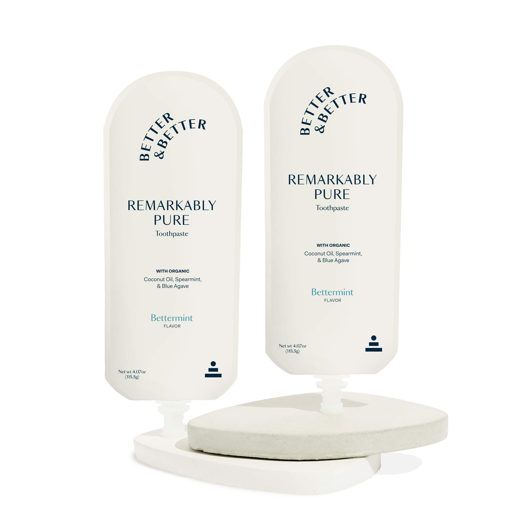 Better & Better Remarkably Pure Toothpaste | Natural, SLS-Free, Fluoride-Free, Vegan | Sensitive Whitening & Antiplaque Toothpaste | Clean & Fresh Organic Mint (2 Pouches)