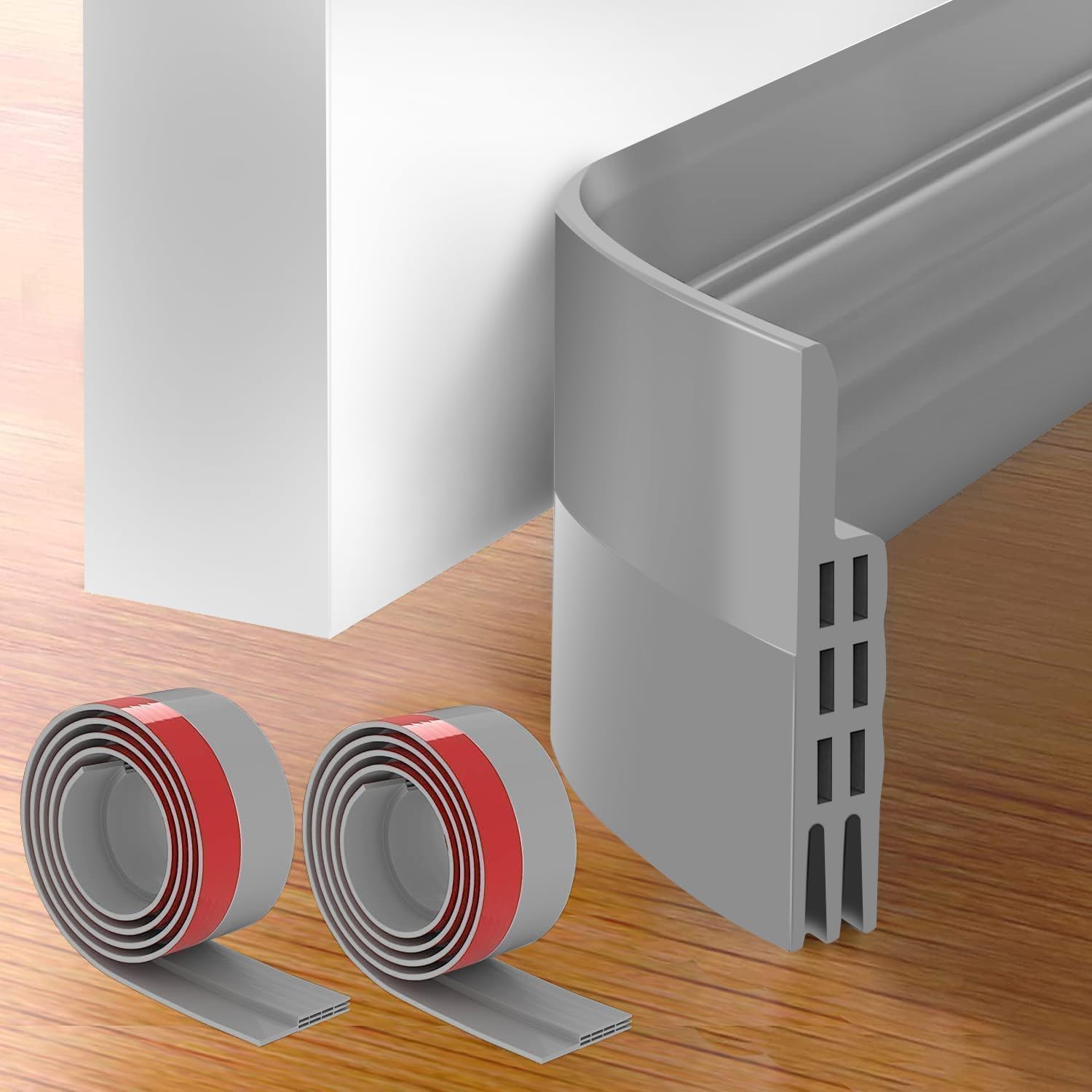 39 Inch Silicone Door Bottom Sealing Strip Guard |Self Adhesive Door Gap Filler Rubber | Protector from Cockroach, Insect, Bugs, Dust & Noise Stopper (Gray)-image-26