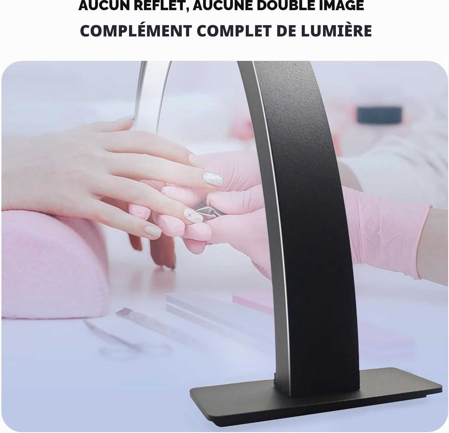 Lampe Demi-Lune à Ongles - Trois Modes de Luminosité, 30W, Température de Couleur Réglable 3000K-6000K, Deux Tailles Disponibles (Blanc, 55cm)
