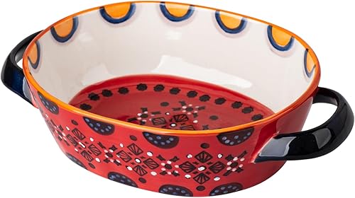 Cacerola, fuente de cerámica para hornear de 9.7 x 6.26 pulgadas, bandeja para lasaña profunda para horno, bandeja para hornear de 28 onzas con