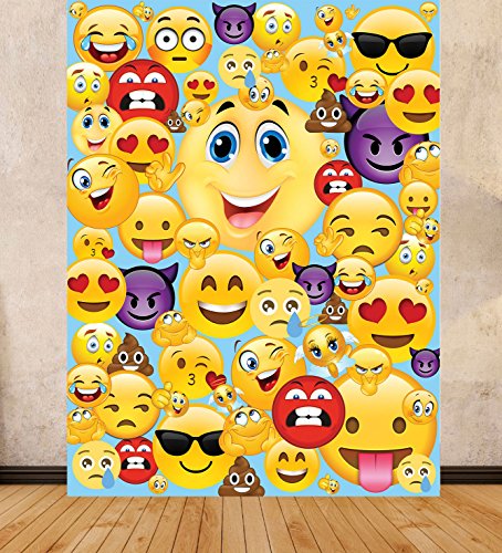 Chicbanners PARTY SCENE SETTER EMOJI EMOTI BACKGROUND BACKDROP LARGE PRINT 1.5m x 2m MAKES IMPACT, 2000mm x 1500mm