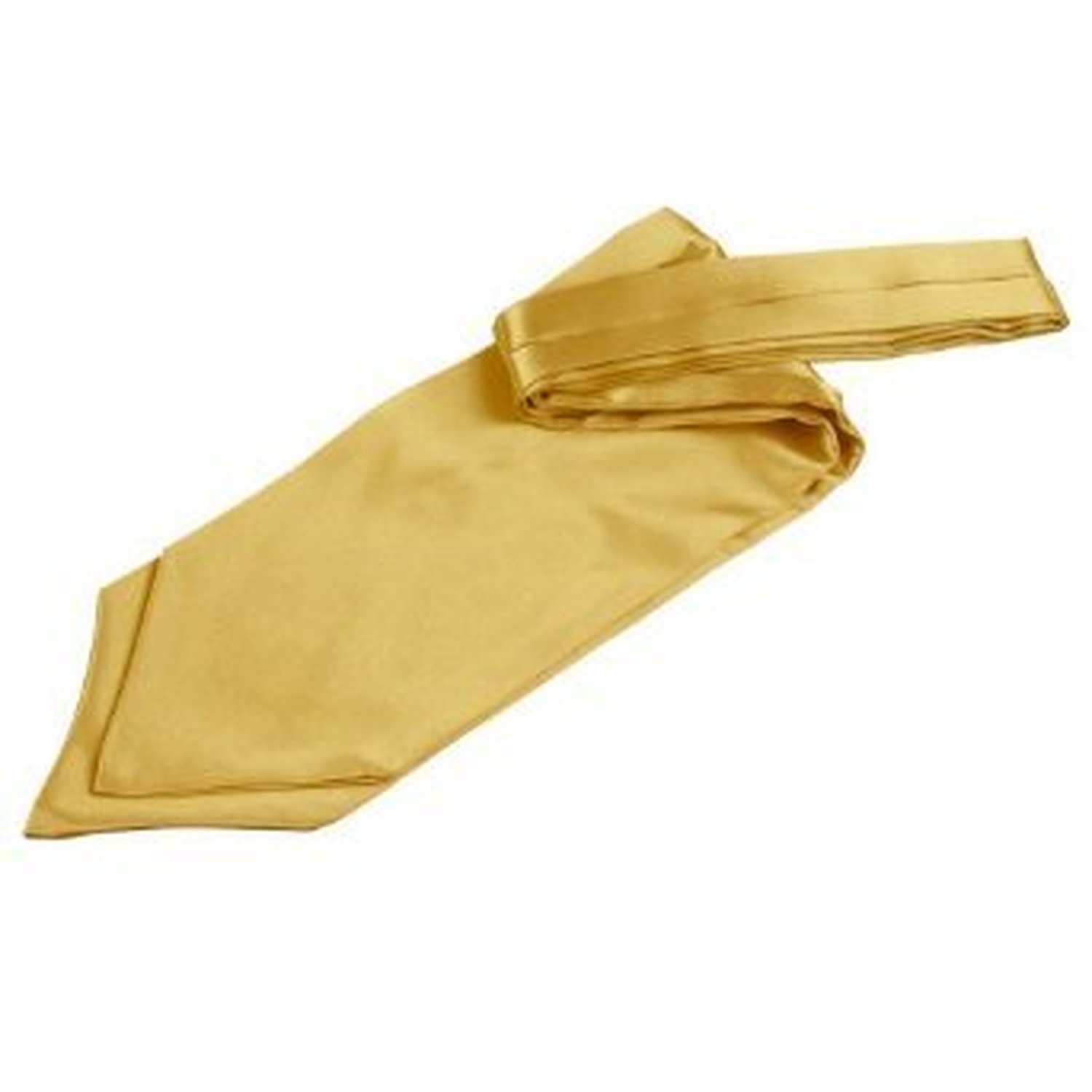 DQT Mens Plain Satin Self-Tie Ascot Cravat – Wedding Groom Formal Suit - Gold