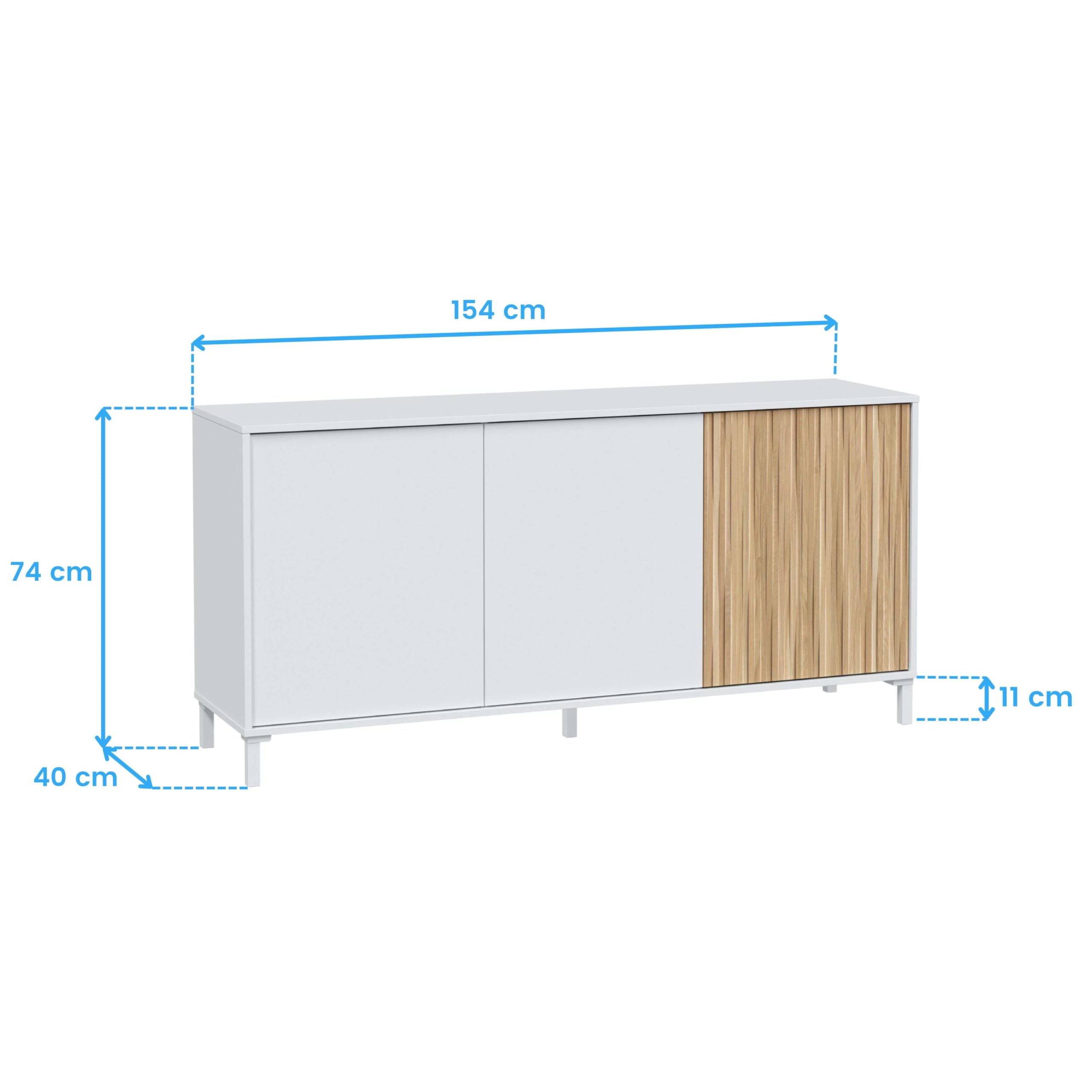 Habitdesign Aparador para Salón Ethna Blanco Artik Y Natur Estilo Moderno 154x74x40 Cm