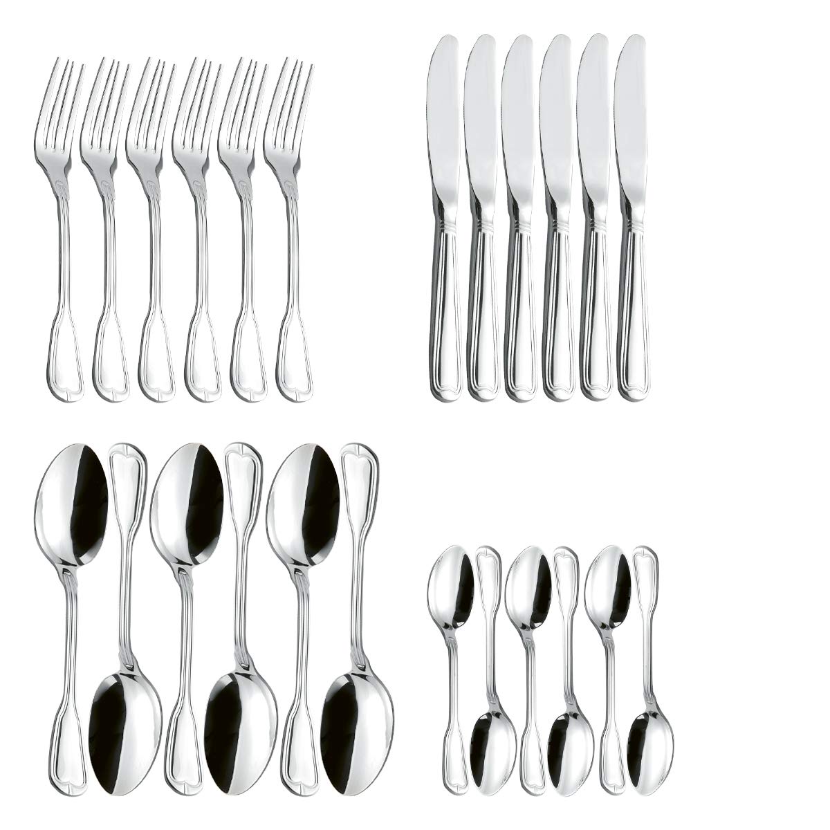 Esmeyer Annabelle 24-teiliges Besteck-Set, Edelstahl 18/10, silberfarben, 1