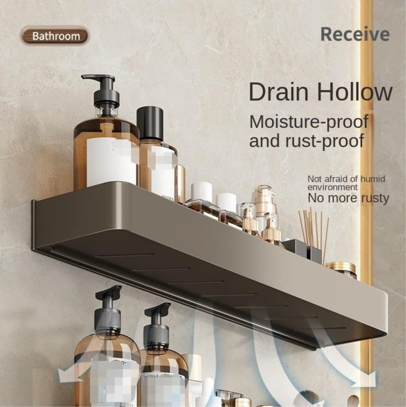Mensole Bagno Portaoggetti per Doccia A Parete, Organizer per Bagno, Scaffale per Riporre La Cucina Domestica Accessori(50cm)