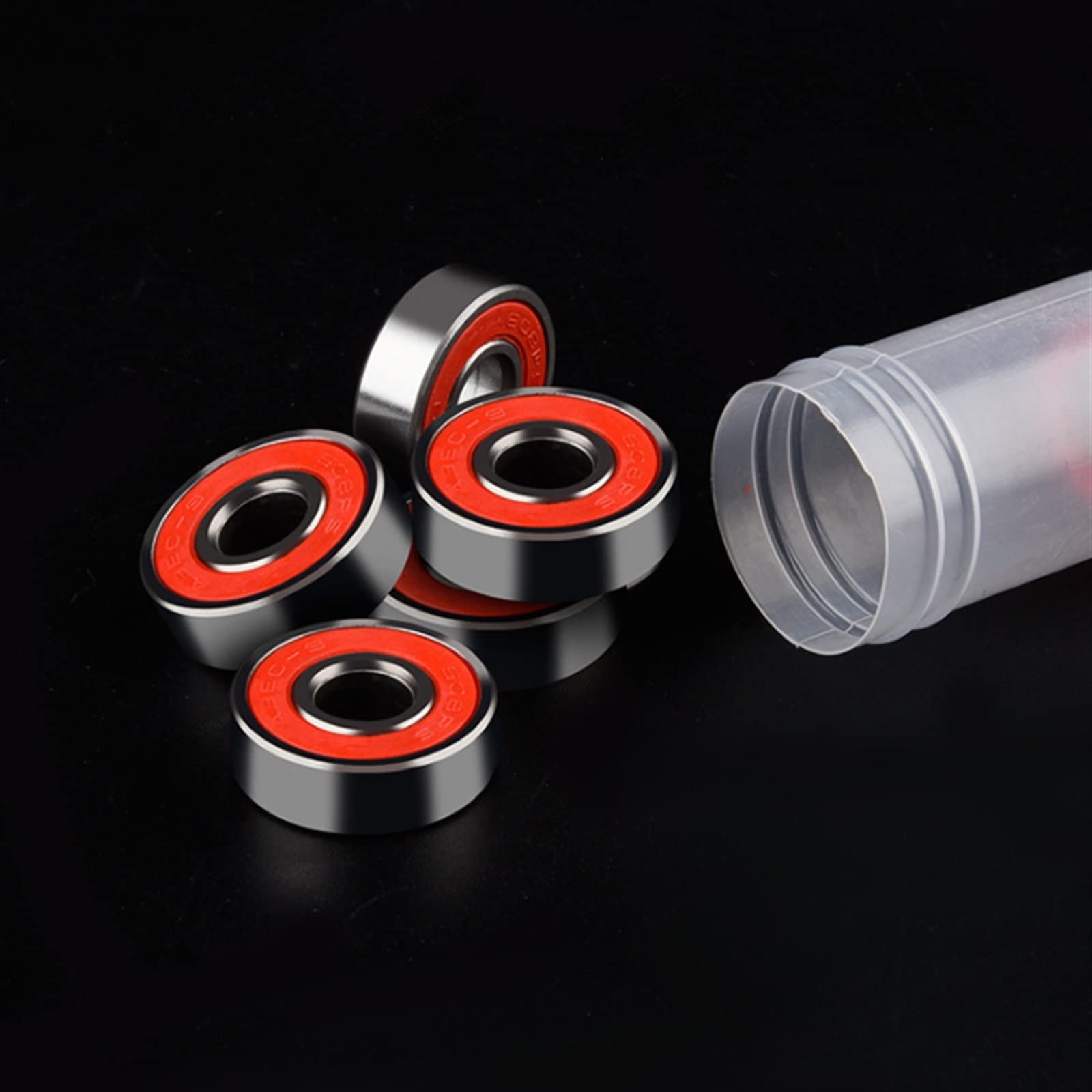 4 Uds 608 Skate Scooter Ruedas de monopatín rodamientos de Repuesto Rodillo de Bolas Ejes de precisión rodamiento de Acero 608RS ABEC 9(Color:Rot)