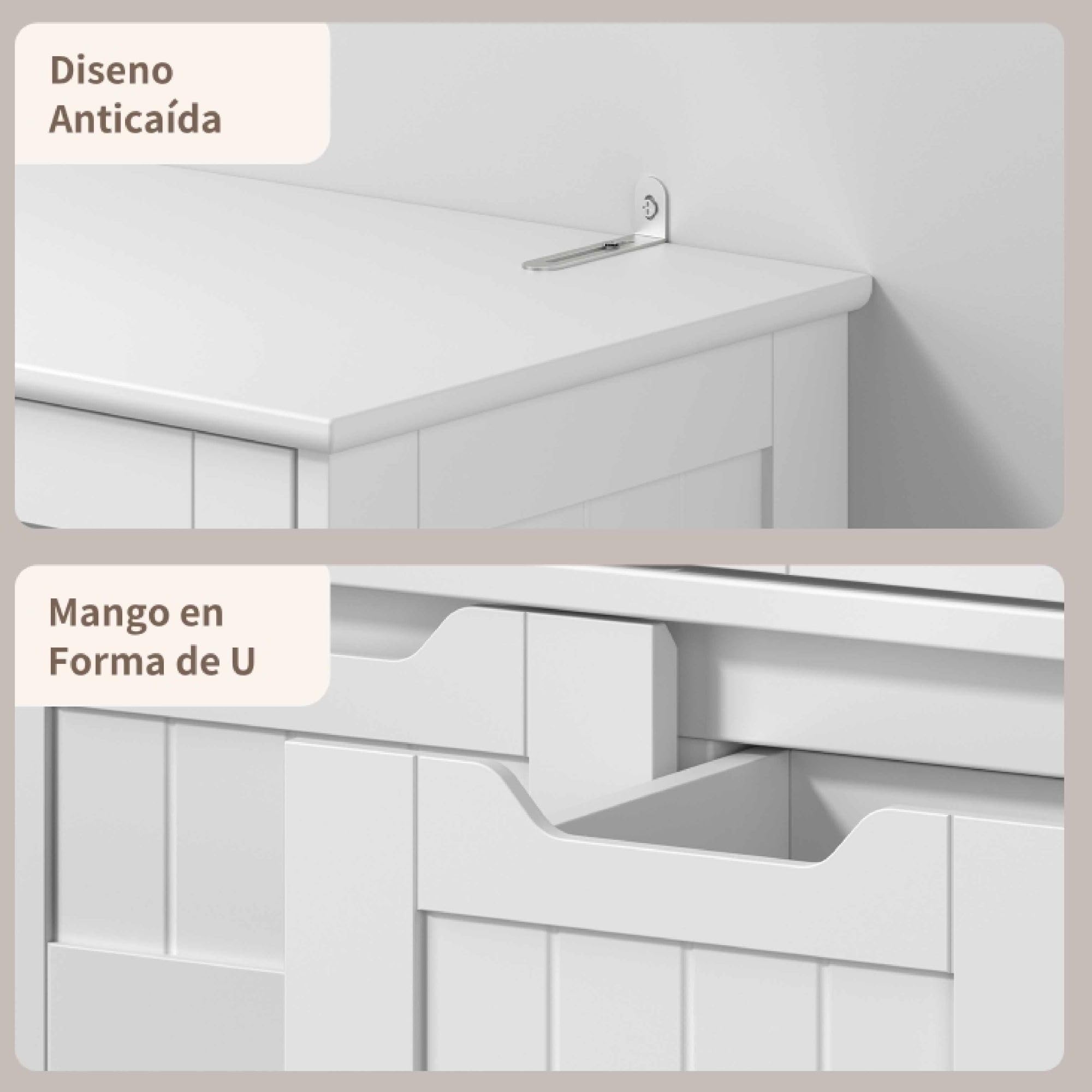 Xbro 170cm Alacena de Cocina, Mueble Despensa con 4 Armarios y 2 Cajones, Armario con Diseño Antivuelco, Alacena de Madera para Cocina, Salón y Comedor (Blanco)