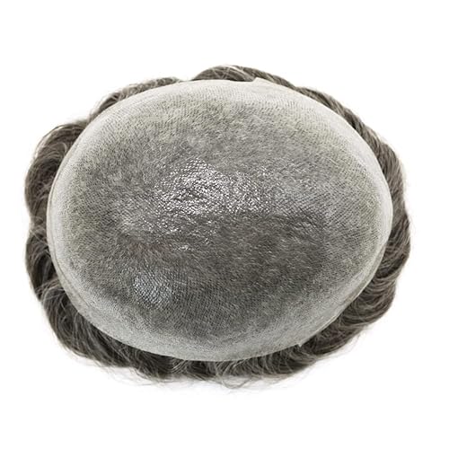 Miniatura 4 de Toupee para los hombres piel ultra fina Mens sistema de piezas de cabello humano V-loop Hairpiece para los hombres 8X10 90% densidad #360 # 3 marrón