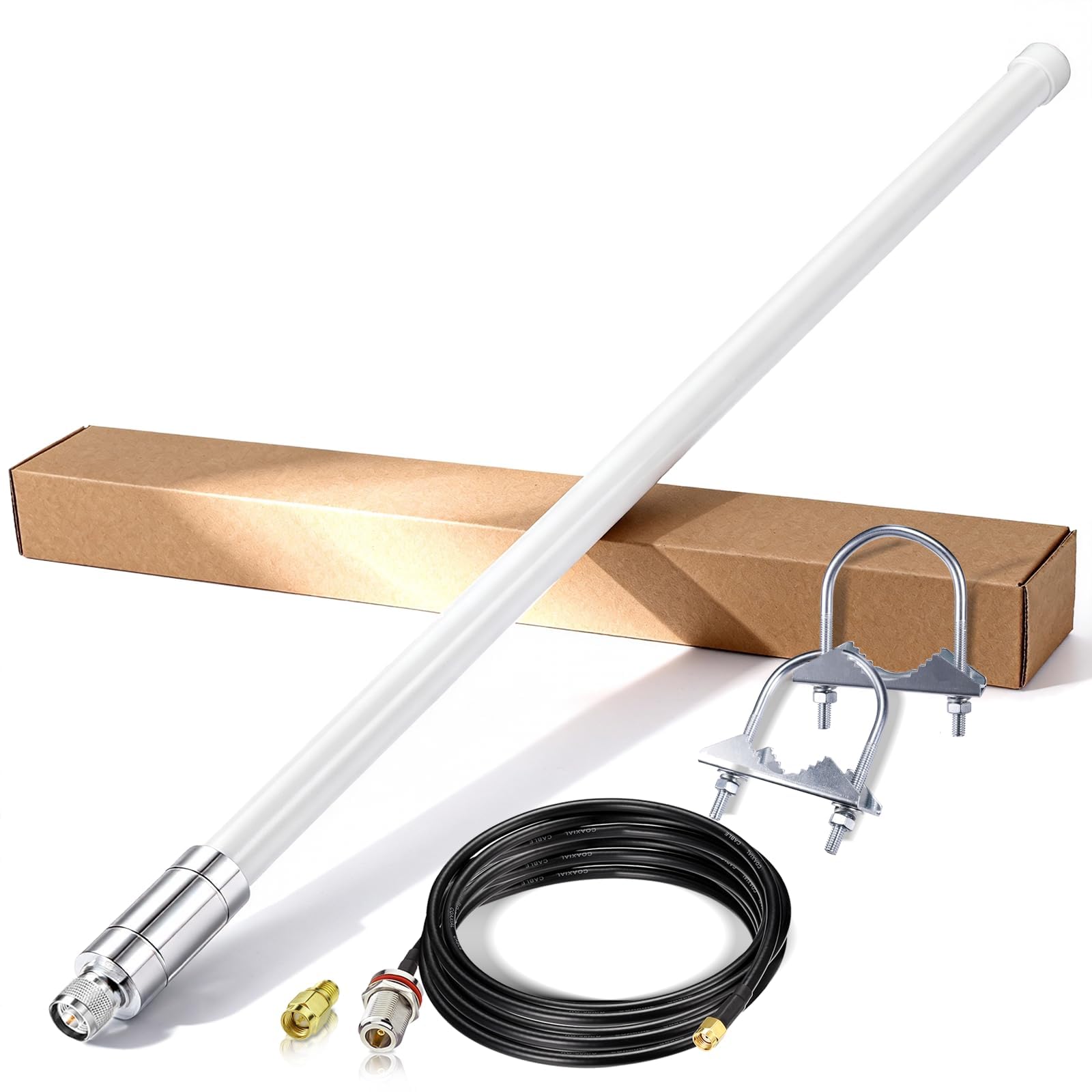 Bingfu 868 mhz Lora Antenne 6dBi Glasvezel Lorawan Antenne met 1 Meter Verlengkabel voor RAK Nebra Bobcat HNT Helium Hotspot Miner SyncroBit LoraWan Gateway Lora Module Antenne Grijs