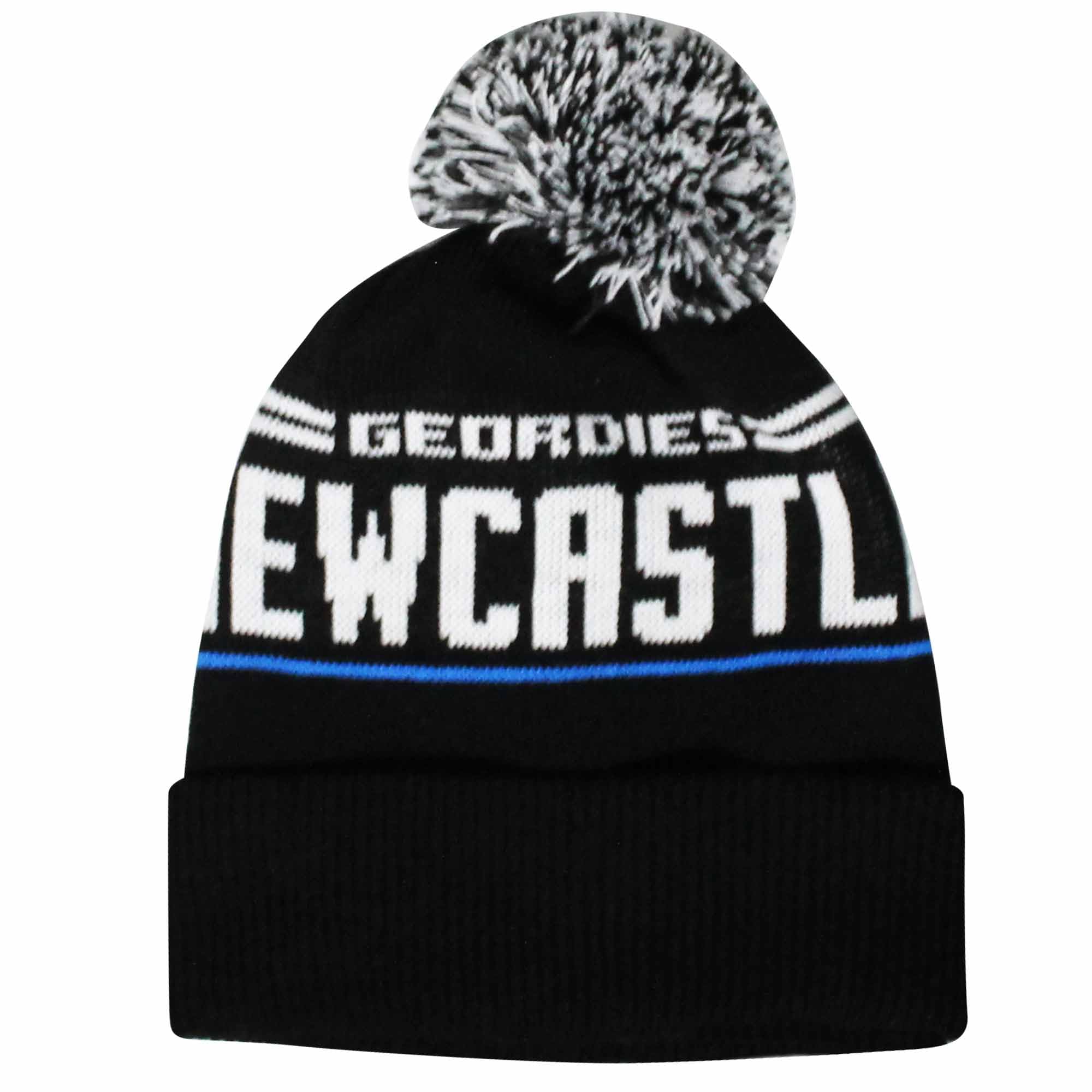 Gifts 4 All Unisex Black New Newcastle Winter Ski Hat, Newcastle Woolly Hat, Newcastle Football Fans Hat, Newcastle Pompom Bobble Hat