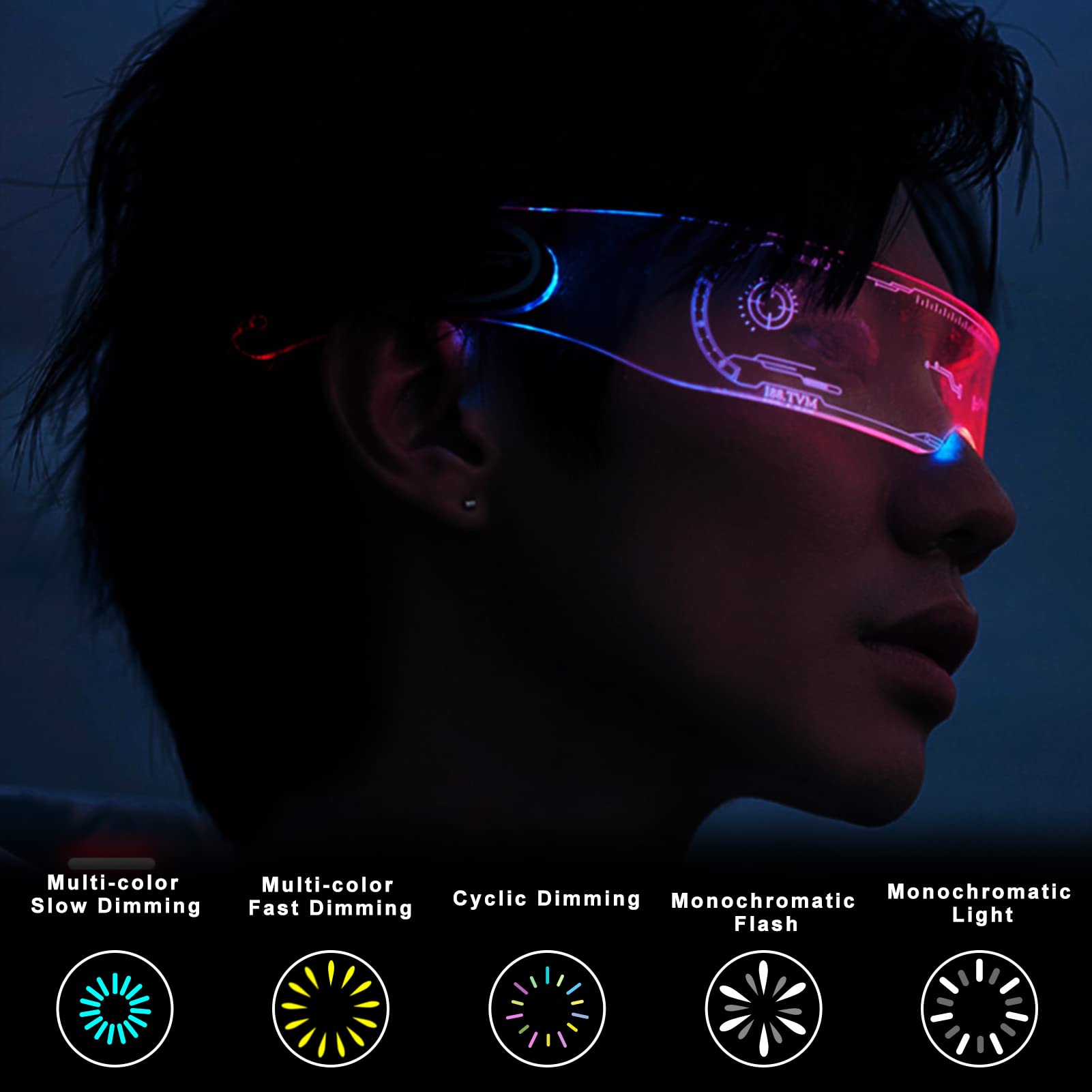 LED Glasses: 7 Colors, Rechargeable Party Glasses -6