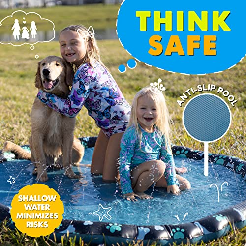 Image of SplashEZ Non Slip Splash Pad for Kids & Dogs, 69'' Extra Large Splash Pad Sprinkler for Kids, Dog Water Summer Toys - Great Outdoor Toys for Toddlers 1-3 & Children Ages 4-8, Baby Pool for Backyard