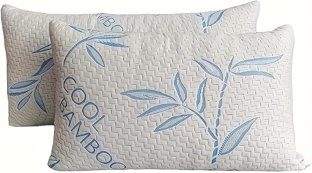 2pcs Large Cooling Sleep Pillows for Back, Stomach & Side Sleepers Polyester Fiber Filling, Soft Comfort Blue, King U.S. Standard